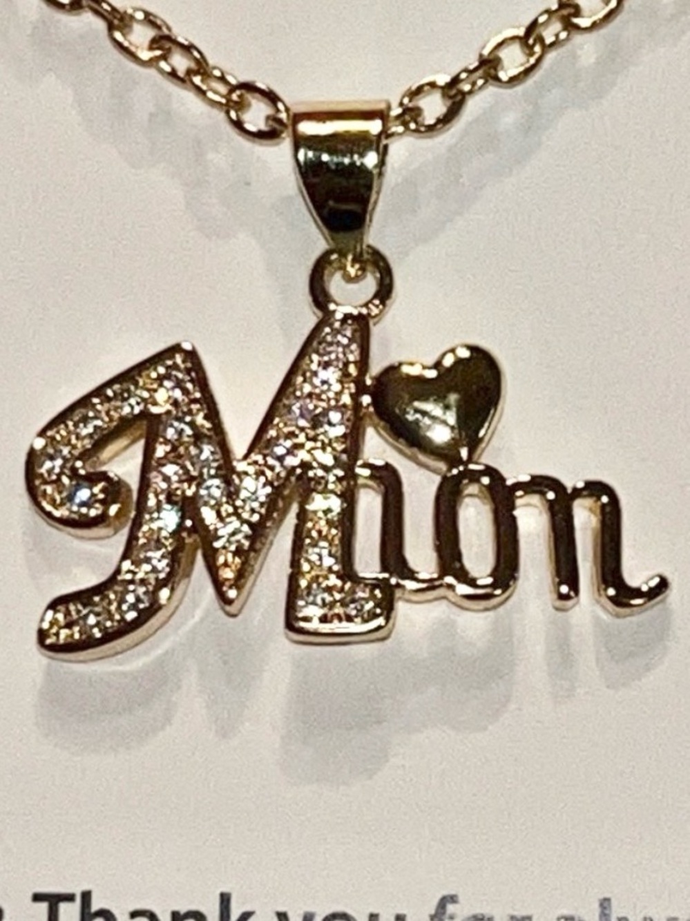 MOM CUBIC ZIRCONIA NECKLACE NIB HEARTS NEW THANK YOU GIFT